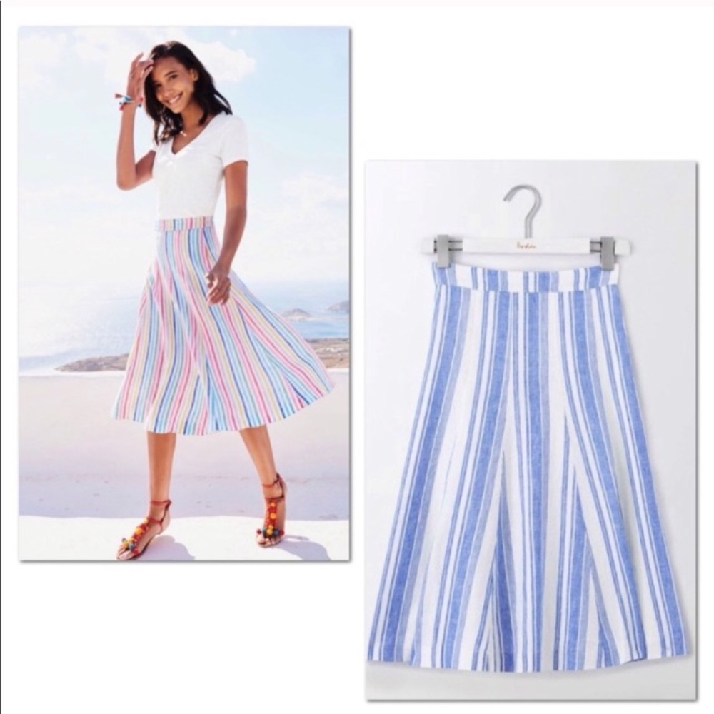 Boden Cora Linen Panel Striped Skirt 4